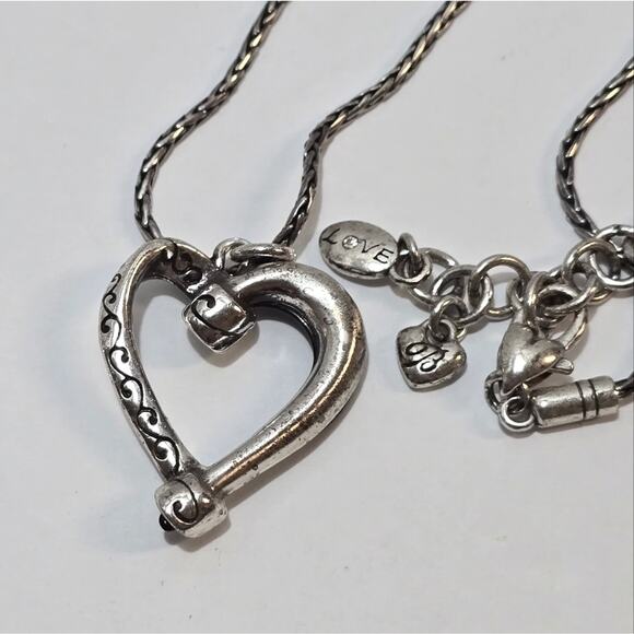 Brighton Awakened Vintage Retired Black and Crystal Jeweled Heart Necklace - Picture 5 of 6